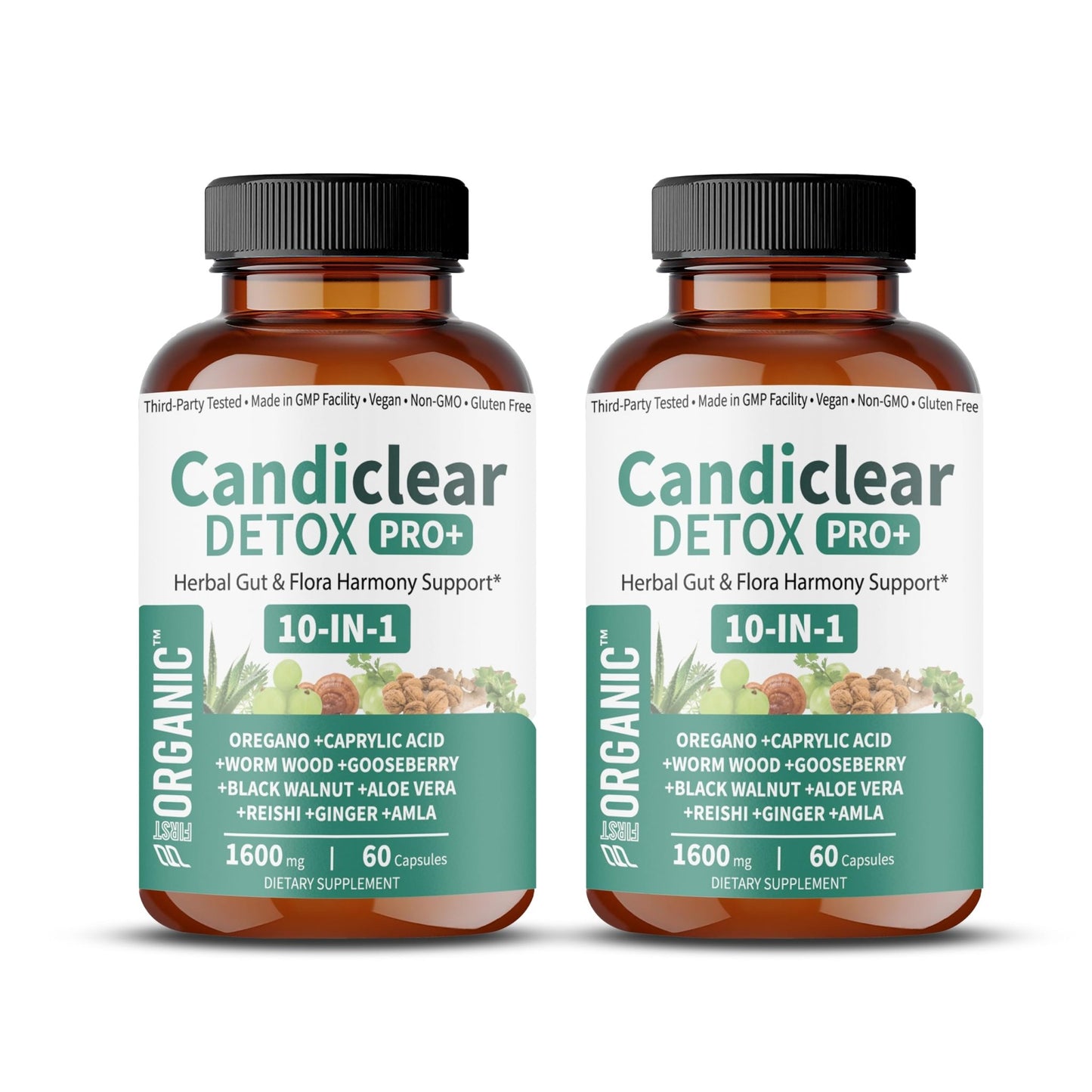 FIRSTORGANIC Candiclear Detox Pro+ | Pack of 2 | Feminine Gut & Flora Harmony Support |Oregano, Black Walnut & More | Third-Party Tested, cGMP Facility, - dailyvitalstore