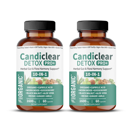 FIRSTORGANIC Candiclear Detox Pro+ | Pack of 2 | Feminine Gut & Flora Harmony Support |Oregano, Black Walnut & More | Third-Party Tested, cGMP Facility, - dailyvitalstore