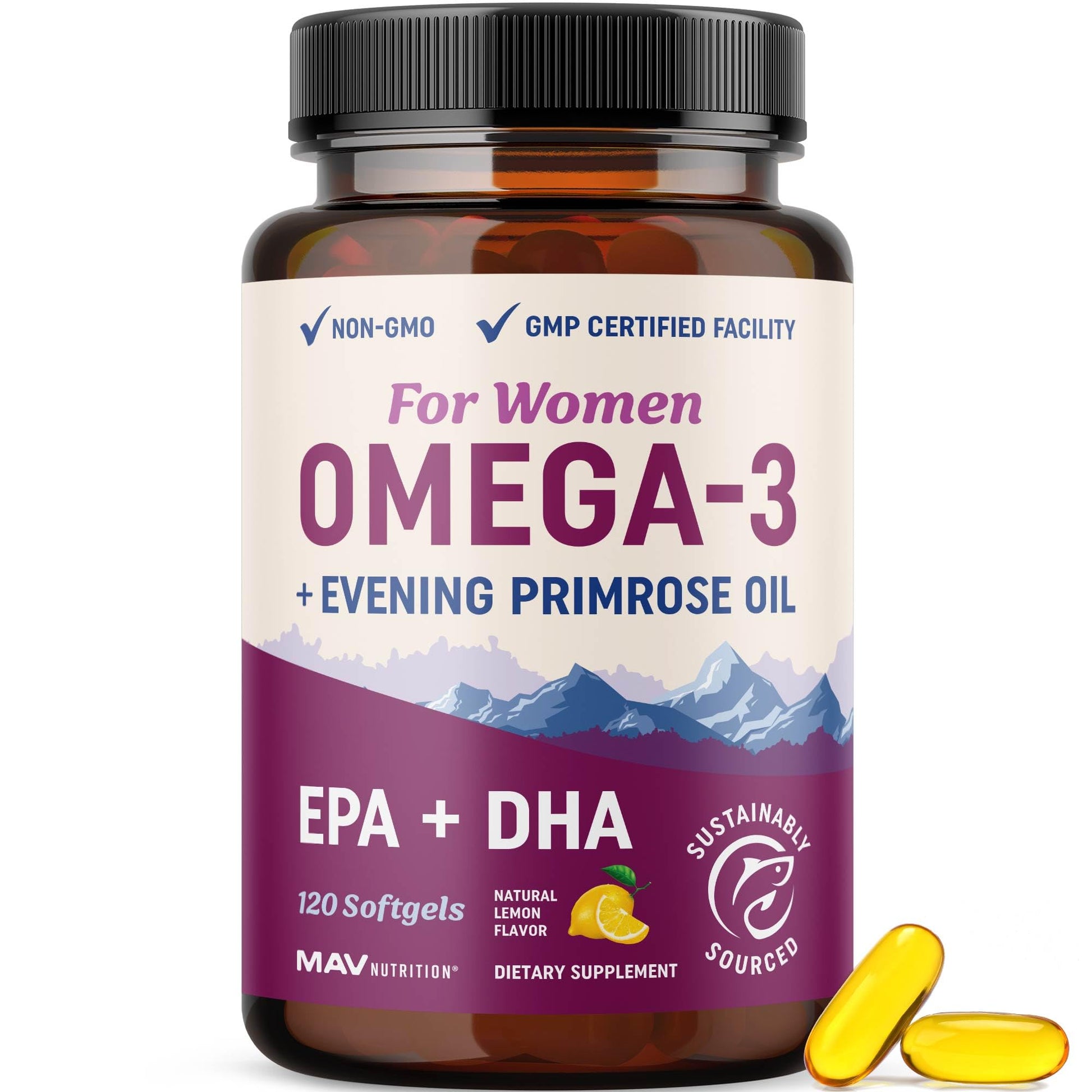 Fish Oil Omega 3 Supplements for Women | DHA + EPA | Heart Health, Hormone Balance, Skin & Wellness Support | 600MG Omega3 + 800MG Evening Primrose Oil - dailyvitalstore