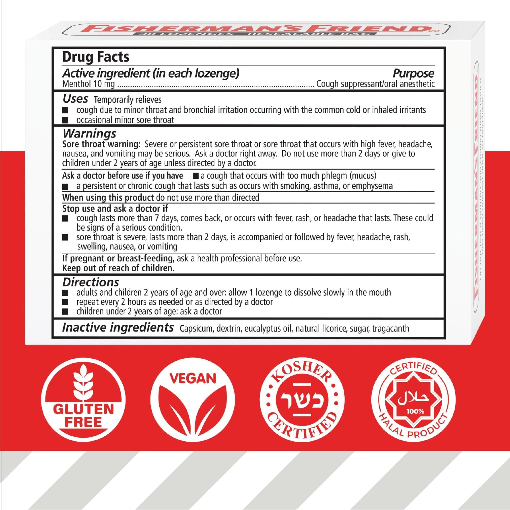 Fisherman's Friend Original Extra Strong Cough Lozenges (38 Drops x 6-Pack), 10mg Natural Menthol, Cooling Relief from Sore Throat, Persistent Cough & Everyday Irritation, Vegan & Gluten-Free - dailyvitalstore