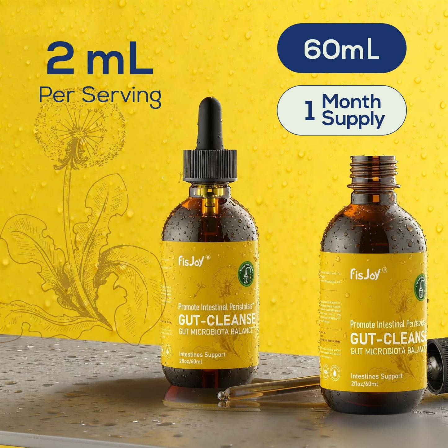 Fisjoy L-Carnitine & Herbal Liquid Drops – Gentle Daily Digestive Support with Pumpkin Seed, Clove & PAU D’Arco Extracts, Folate & Chromium, Vegan, Sugar-Free, 2 fl oz (60 mL) - dailyvitalstore