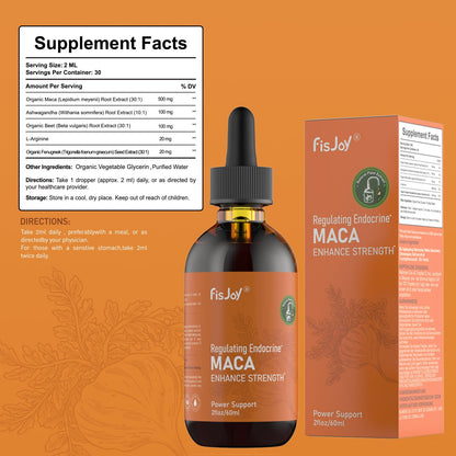 Fisjoy Organic Maca Liquid Drops with Ashwagandha & Beet Root – Supports Daily Vitality & Overall Wellness – Non-GMO, Vegan Herbal Supplement, 2 fl oz (60 mL) - dailyvitalstore