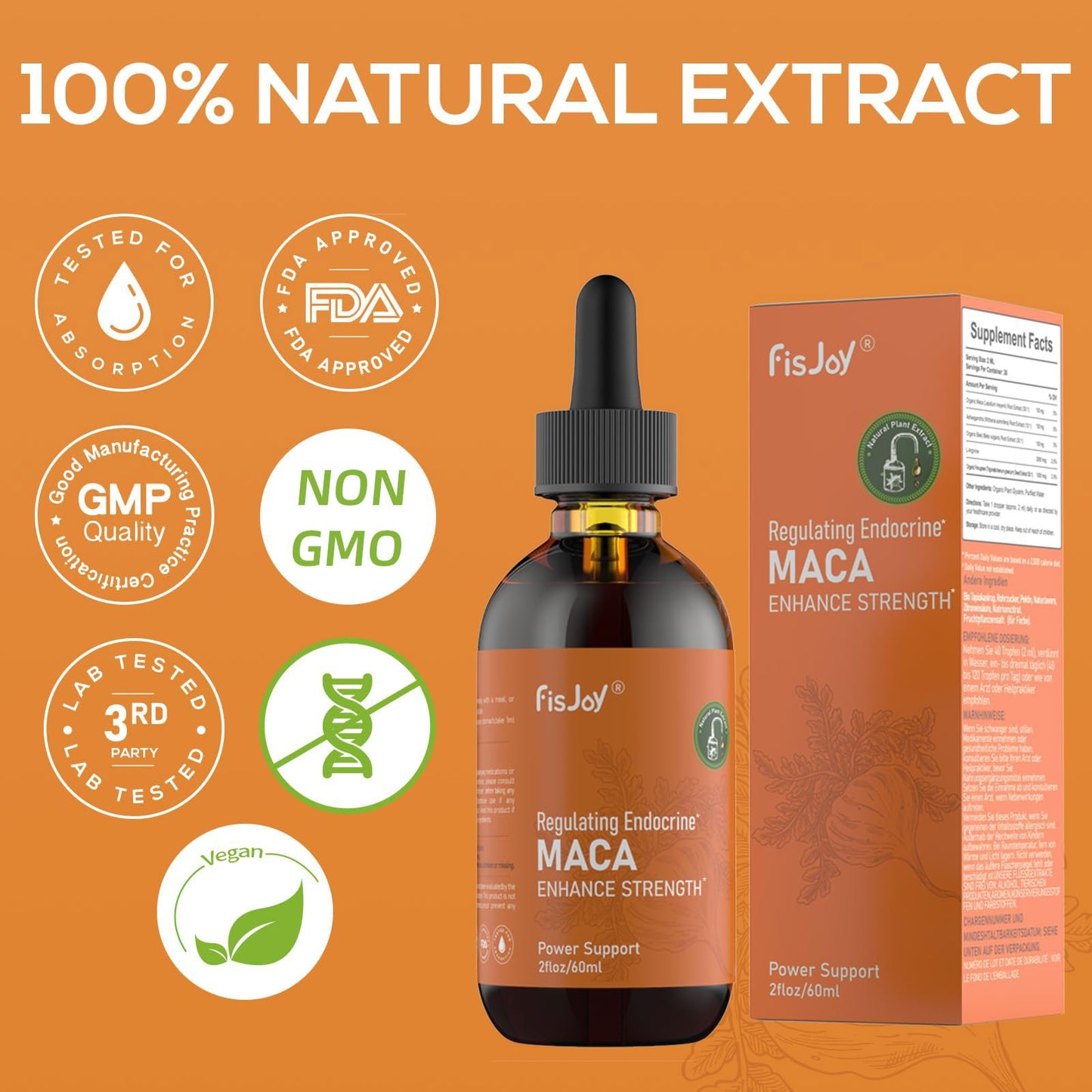 Fisjoy Organic Maca Liquid Drops with Ashwagandha & Beet Root – Supports Daily Vitality & Overall Wellness – Non-GMO, Vegan Herbal Supplement, 2 fl oz (60 mL) - dailyvitalstore