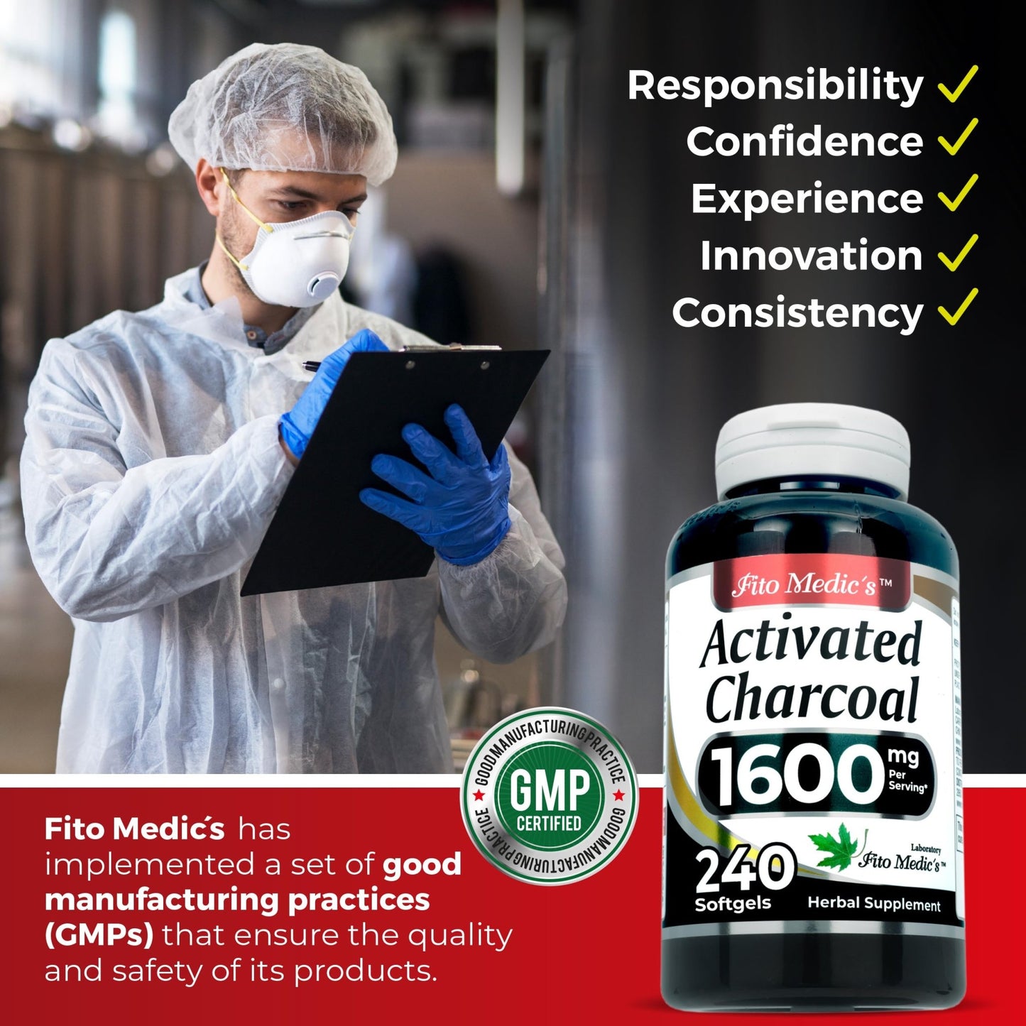 FITO MEDIC'S Lab | Activated Charcoal | 240 caps | Activated Charcoal Pills - dailyvitalstore