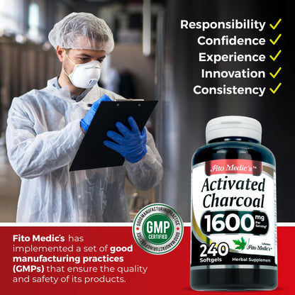 FITO MEDIC'S Lab | Activated Charcoal | 240 caps | Activated Charcoal Pills - dailyvitalstore