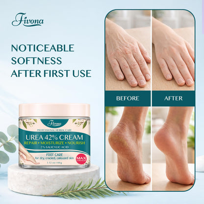 FIVONA 42% Urea Foot Cream for Thick, Rough Dry Skin - Maximum Strength Callus Softening with 2% Salicylic Acid, Tea Tree & Aloe Vera, 100g (3.5 oz) - Deep Moisturizing Foot Care - dailyvitalstore