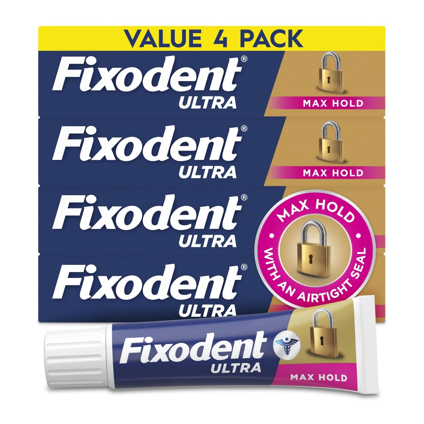 Fixodent Ultra Max Hold Denture Adhesive Cream, 2.2 oz (4-Pack) – Strong False Teeth Glue and Secure Dental Adhesive for Full - dailyvitalstore