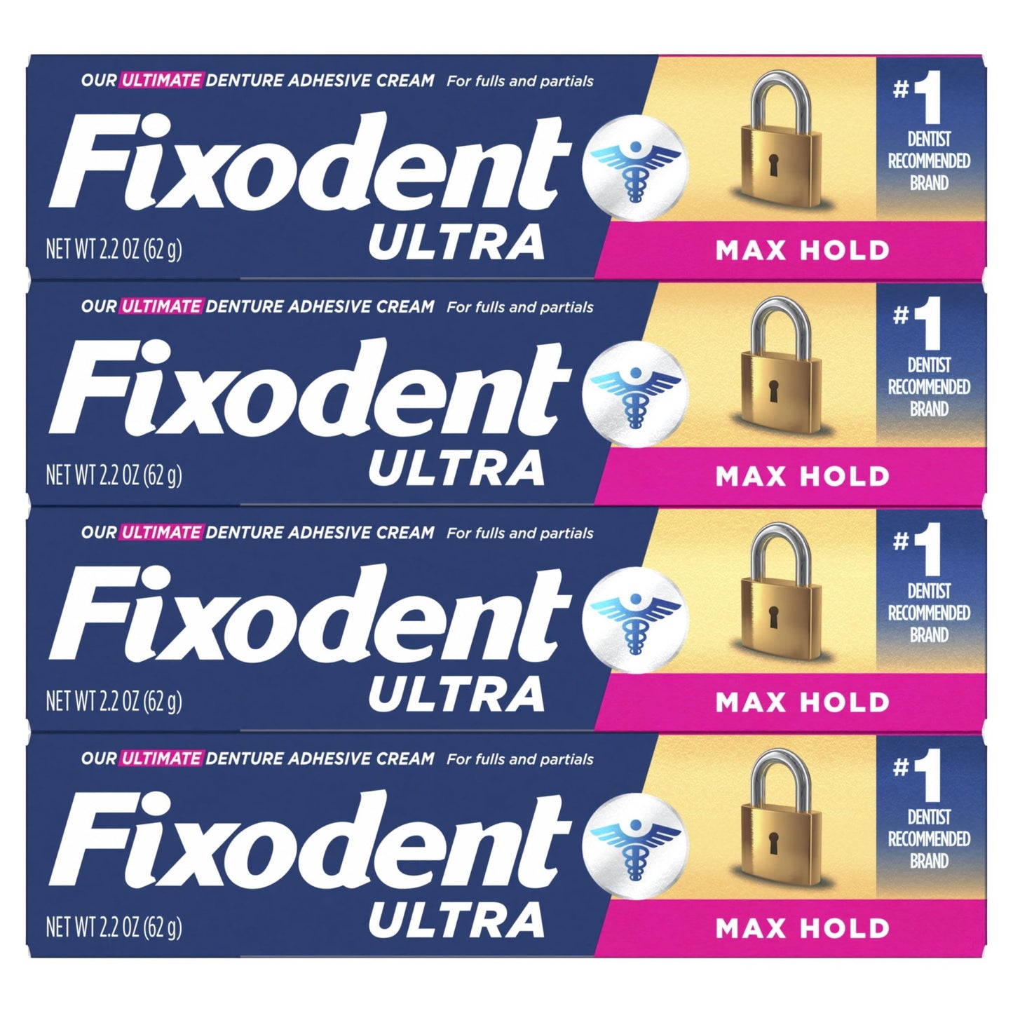 Fixodent Ultra Max Hold Denture Adhesive Cream, 2.2 oz (4-Pack) – Strong False Teeth Glue and Secure Dental Adhesive for Full - dailyvitalstore