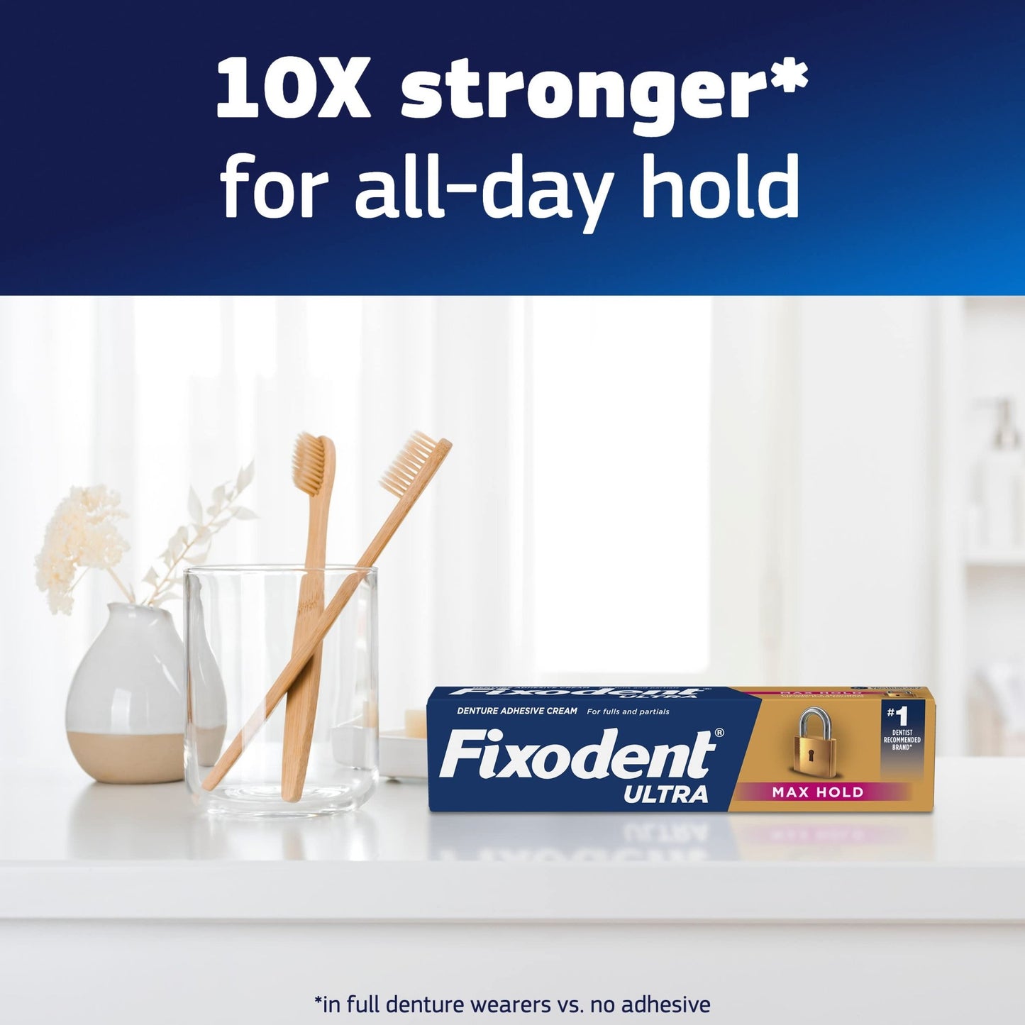 Fixodent Ultra Max Hold Denture Adhesive Cream, 2.2 oz (4-Pack) – Strong False Teeth Glue and Secure Dental Adhesive for Full - dailyvitalstore