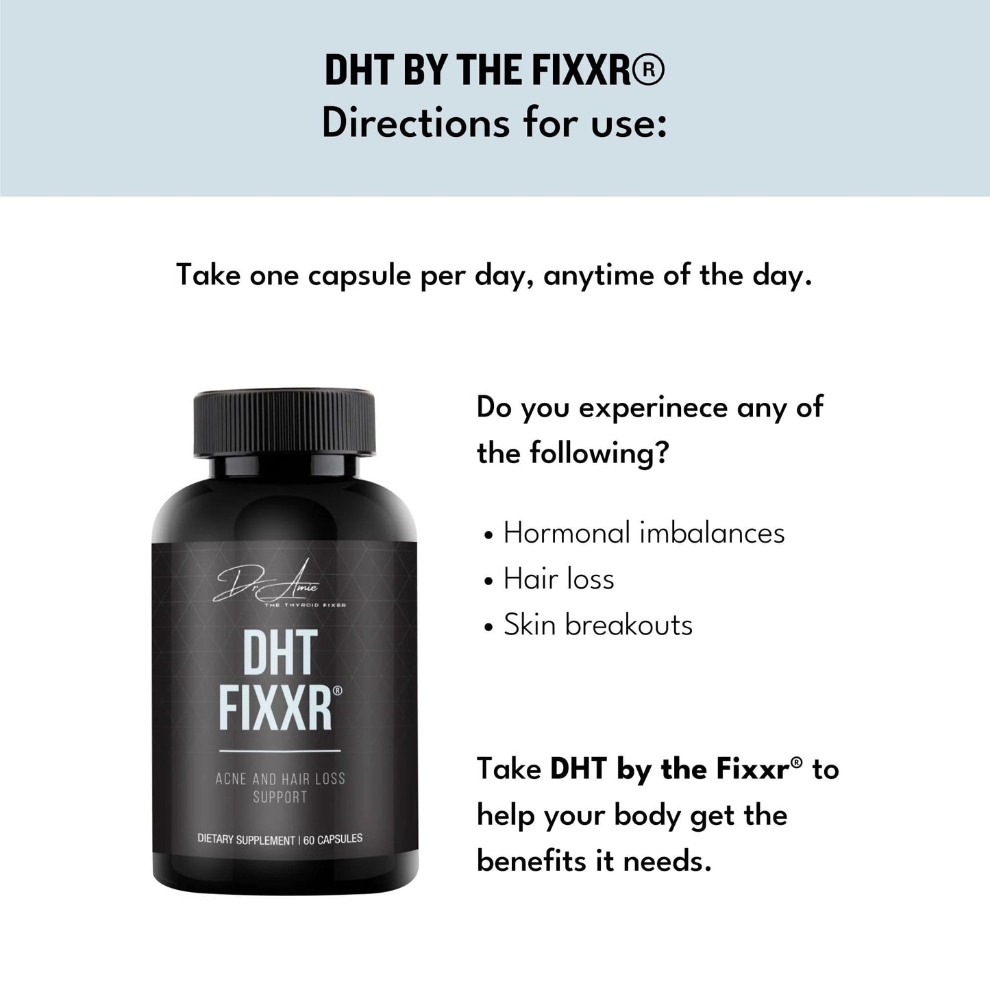 Fixxr DHT Support by Dr. Amie | with Saw Palmetto and Nettles | Acne and Hair Loss Support | 60 Capsules - dailyvitalstore