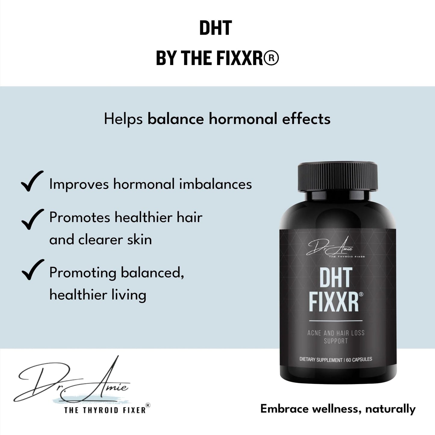 Fixxr DHT Support by Dr. Amie | with Saw Palmetto and Nettles | Acne and Hair Loss Support | 60 Capsules - dailyvitalstore