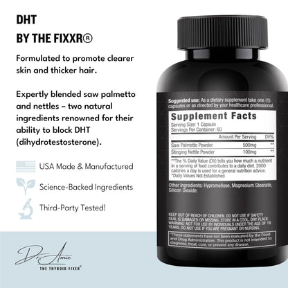 Fixxr DHT Support by Dr. Amie | with Saw Palmetto and Nettles | Acne and Hair Loss Support | 60 Capsules - dailyvitalstore
