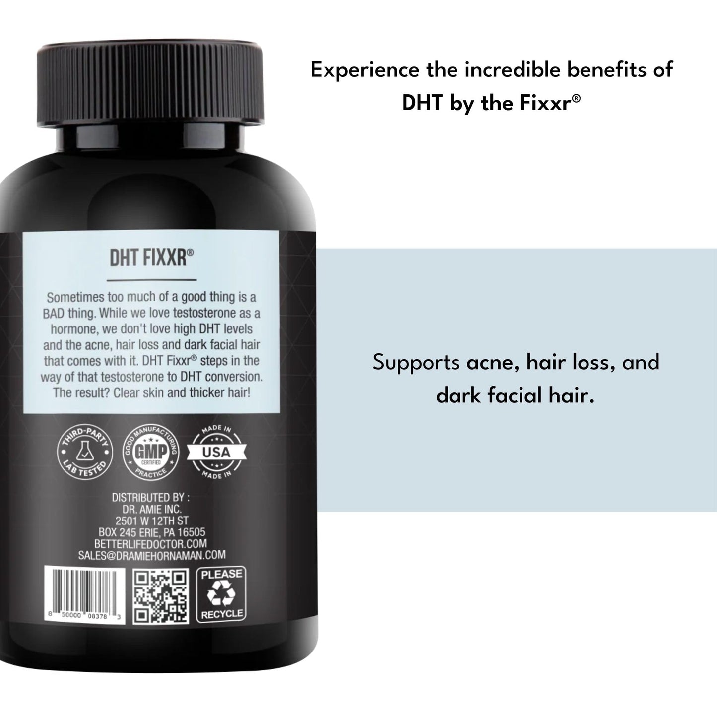 Fixxr DHT Support by Dr. Amie | with Saw Palmetto and Nettles | Acne and Hair Loss Support | 60 Capsules - dailyvitalstore