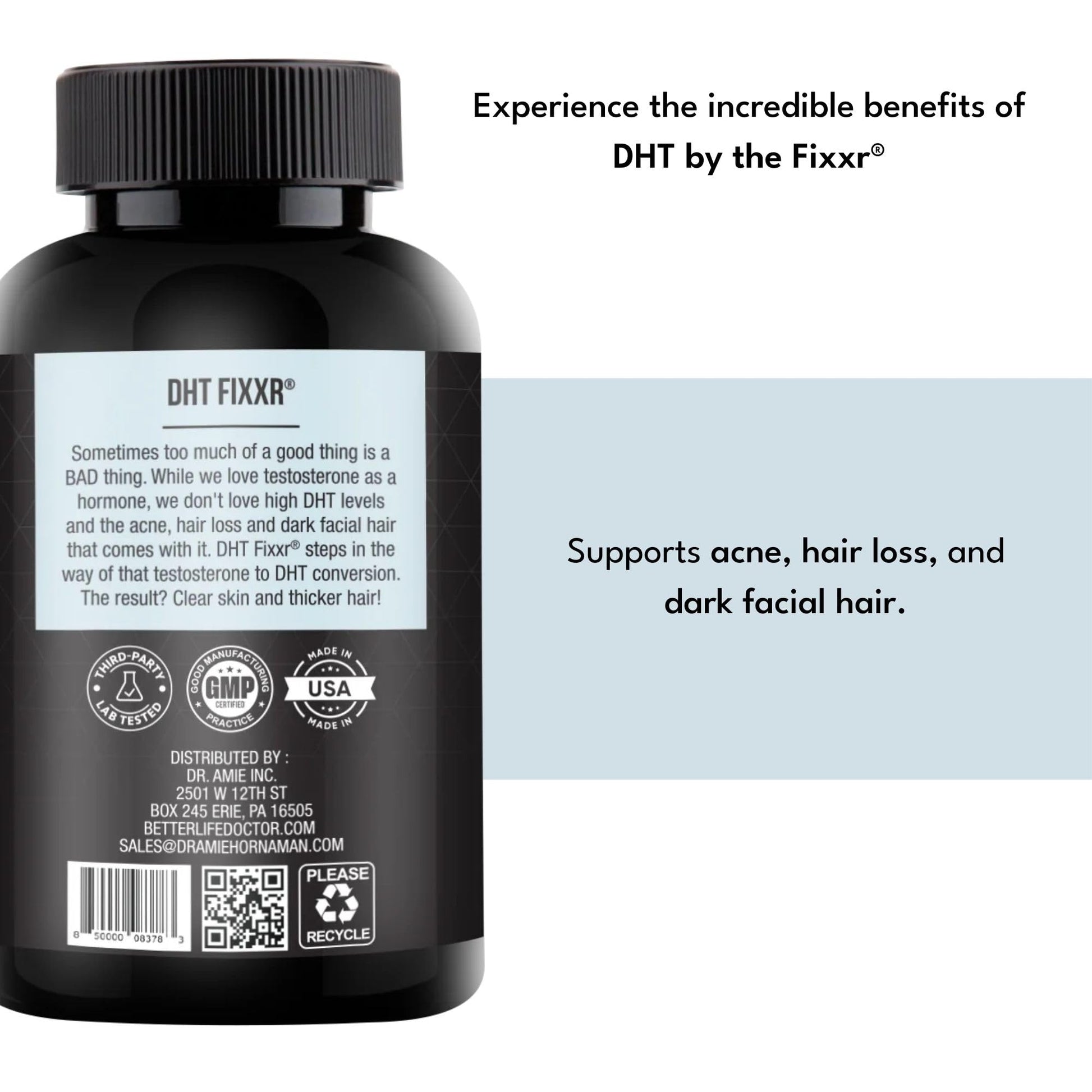 Fixxr DHT Support by Dr. Amie | with Saw Palmetto and Nettles | Acne and Hair Loss Support | 60 Capsules - dailyvitalstore