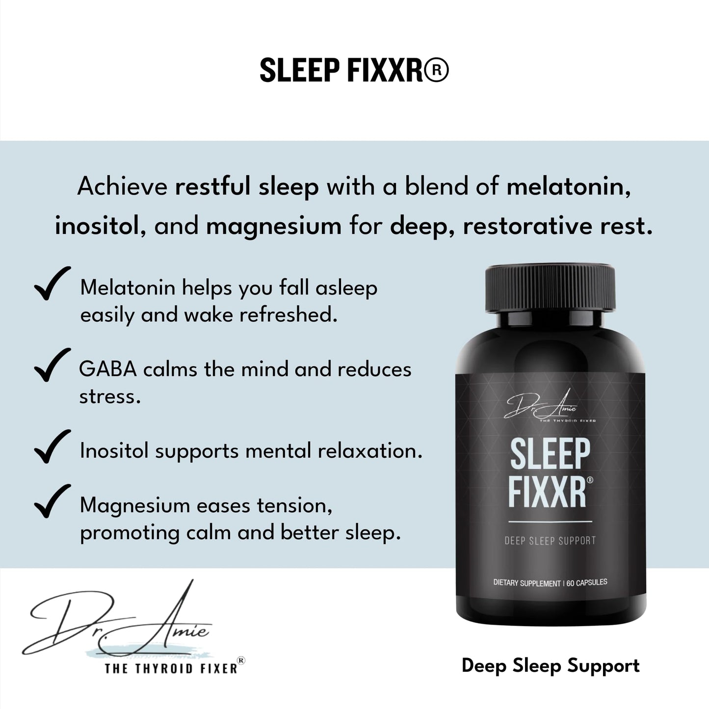 Fixxr Sleep Support by Dr. Amie | with Melatonin, Inositol, and Magnesium | 30 Day Supply, 60 Capsules - dailyvitalstore