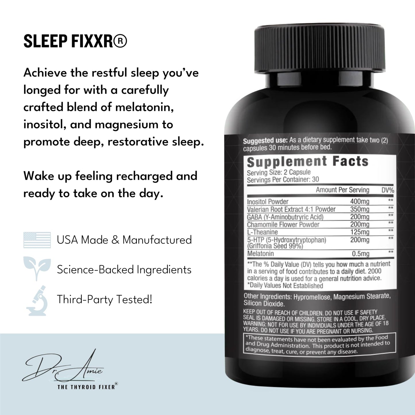 Fixxr Sleep Support by Dr. Amie | with Melatonin, Inositol, and Magnesium | 30 Day Supply, 60 Capsules - dailyvitalstore