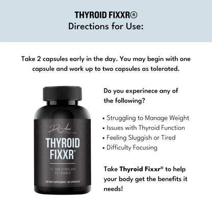 Fixxr Thyroid Support by Dr. Amie | T2 Thyroid Supplement | 30 Day Supply, 60 Capsules - dailyvitalstore