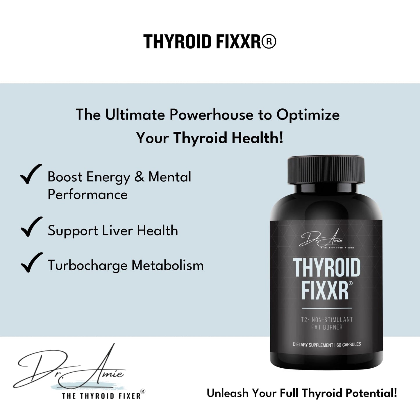 Fixxr Thyroid Support by Dr. Amie | T2 Thyroid Supplement | 30 Day Supply, 60 Capsules - dailyvitalstore
