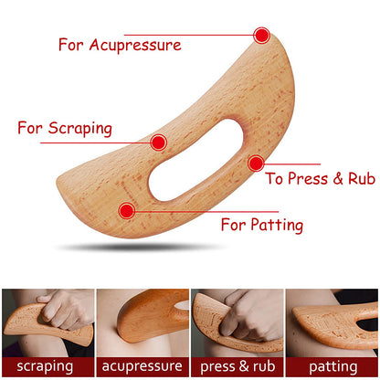FKYzixeh Lymphatic Drainage Massager, Wooden Gua Sha Tool for Body, Manual Massage Scraper for Anti Cellulite and Relieve Muscle Fatigue, Body Gua Sha Paddle (Style A) - dailyvitalstore