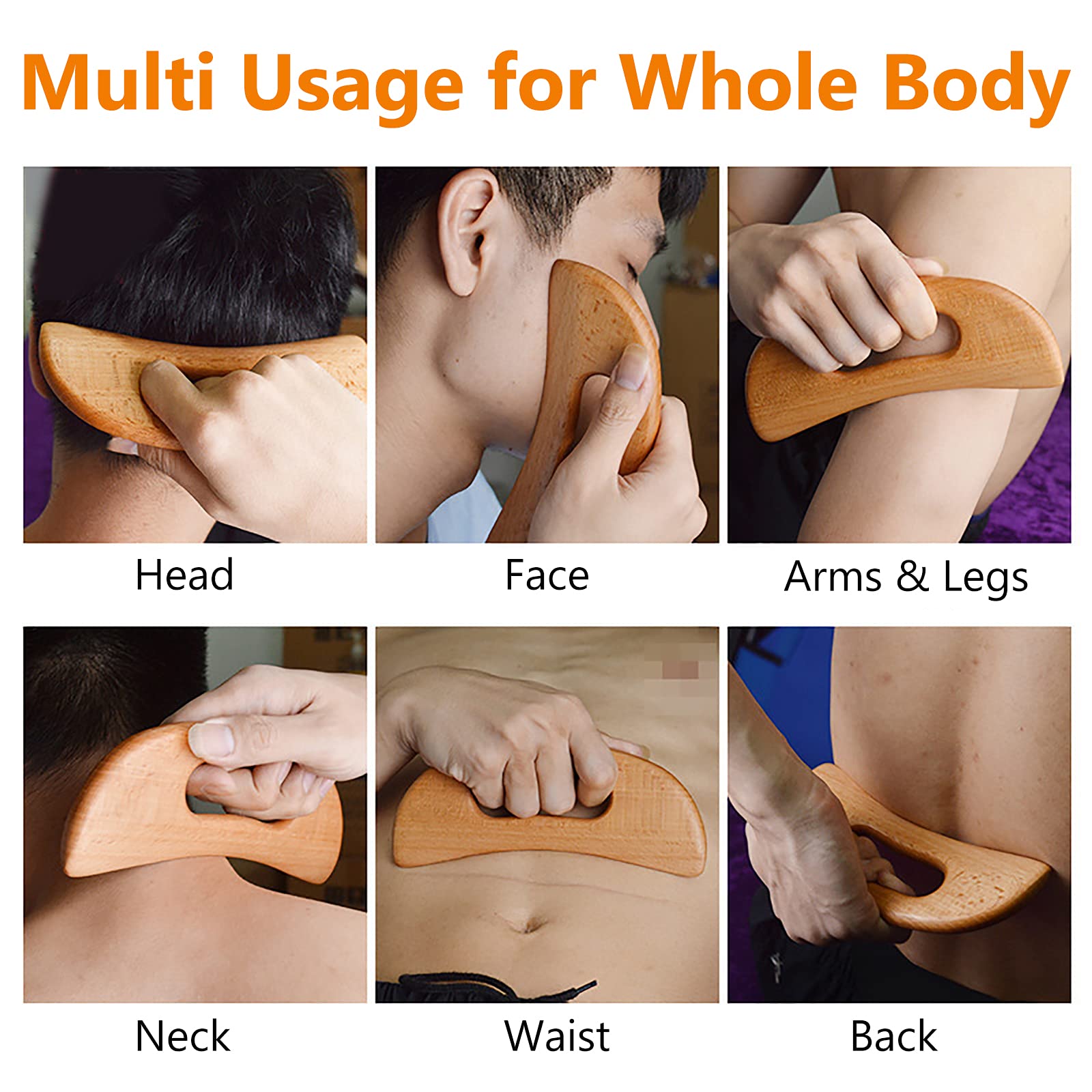 FKYzixeh Lymphatic Drainage Massager, Wooden Gua Sha Tool for Body, Manual Massage Scraper for Anti Cellulite and Relieve Muscle Fatigue, Body Gua Sha Paddle (Style A) - dailyvitalstore