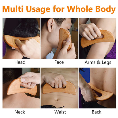 FKYzixeh Lymphatic Drainage Massager, Wooden Gua Sha Tool for Body, Manual Massage Scraper for Anti Cellulite and Relieve Muscle Fatigue, Body Gua Sha Paddle (Style A) - dailyvitalstore