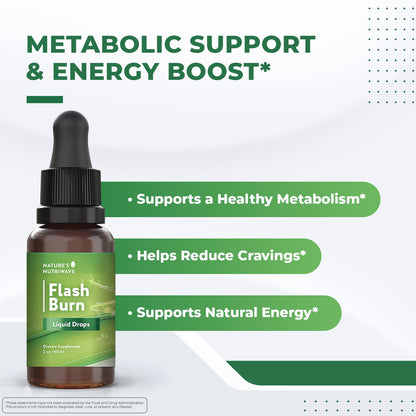 Flash Burn – Natural Plant-Based Liquid Supplement with Maca, Grape Seed, Green Tea & Ginseng – Made in USA, Non-GMO, Gluten-Free, Dairy-Free, Vegetarian - 2 Fl Oz (40 mL), 1 Month Supply - dailyvitalstore