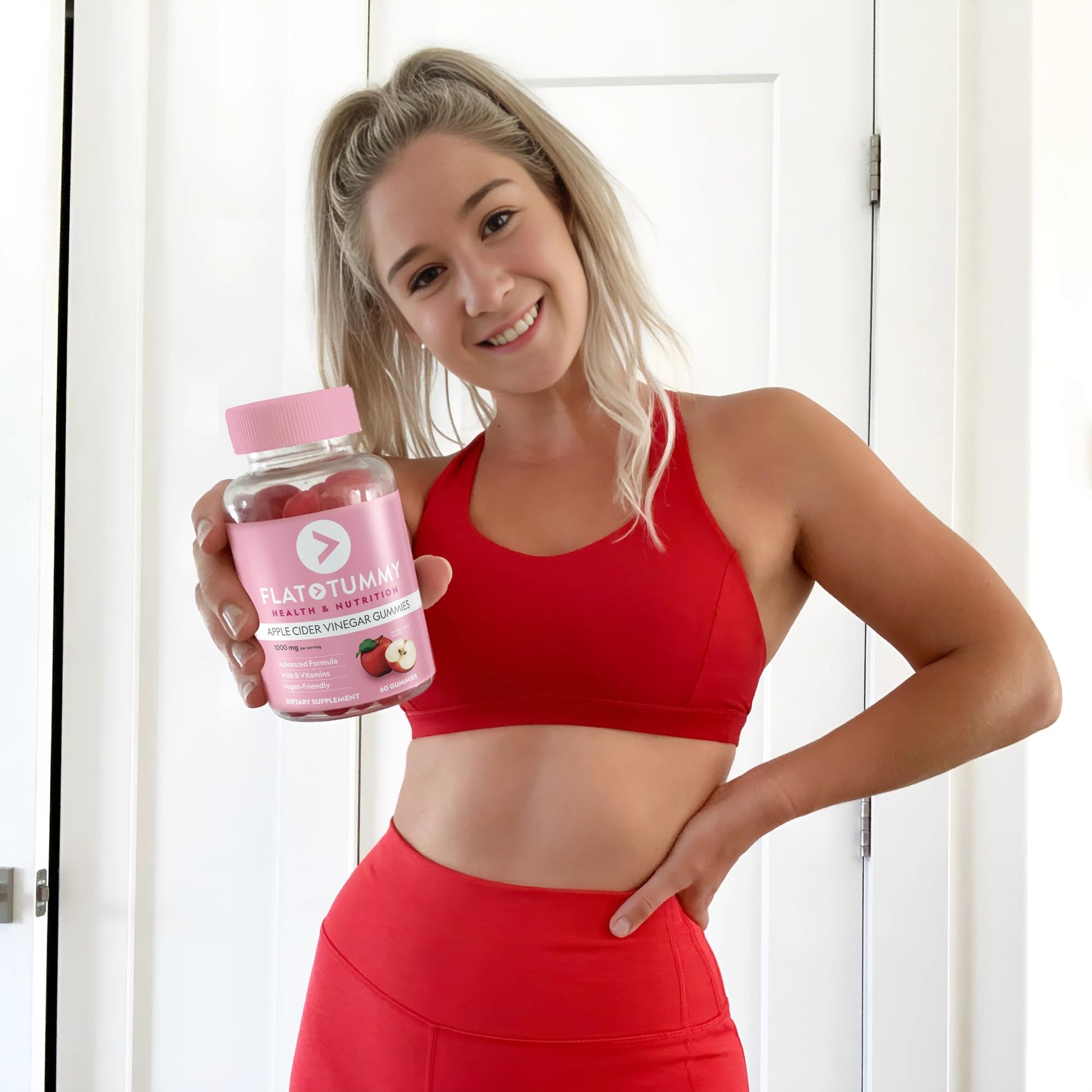Flat Tummy Apple Cider Vinegar Gummies, 60 Count – ACV Gummies, Detox, Support Gut Health – Vegan-Friendly, Non-GMO - Beet and Pomegranate - dailyvitalstore