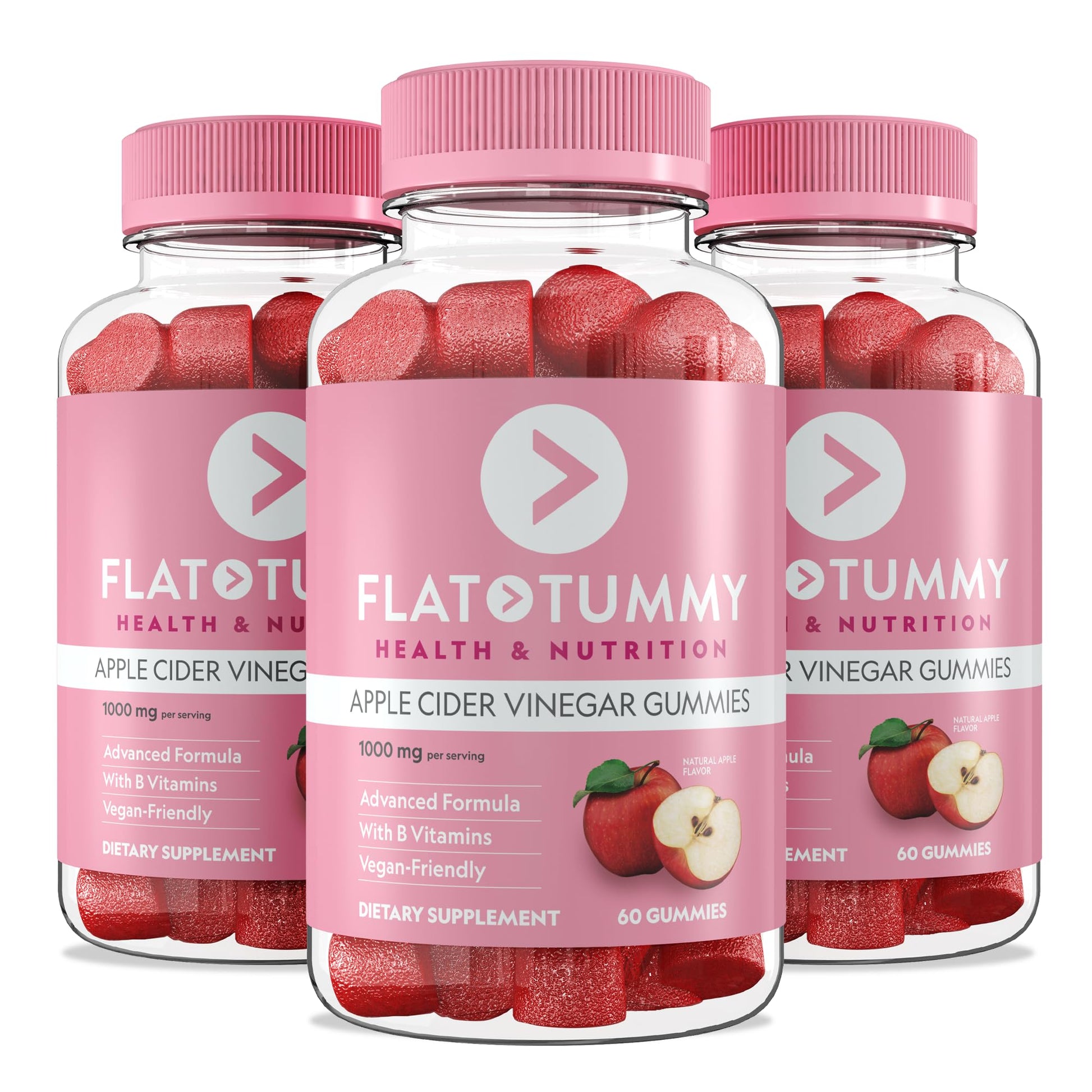 Flat Tummy Apple Cider Vinegar Gummies,– ACV Gummies,Detox,Support Gut Health – Vegan-Friendly,Non-GMO - Beet and Pomegranate Superfood Powders, - dailyvitalstore