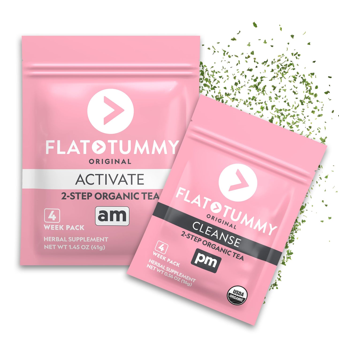 Flat Tummy Tea – 2-step, 4 Week Program – Detox Tea to Boost Energy & Reduce Bloating* - All Natural Detox Cleanse w/ Green Tea, Lemon Balm, Dandelion - dailyvitalstore
