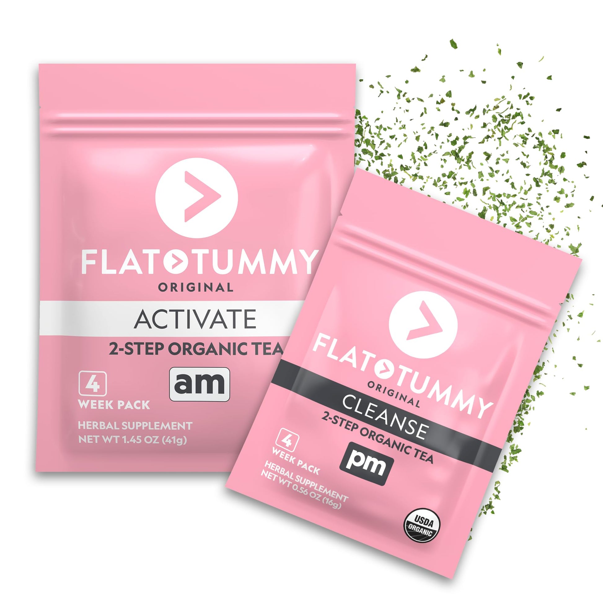 Flat Tummy Tea – 2-step, 4 Week Program – Detox Tea to Boost Energy & Reduce Bloating* - All Natural Detox Cleanse w/ Green Tea, Lemon Balm, Dandelion - dailyvitalstore