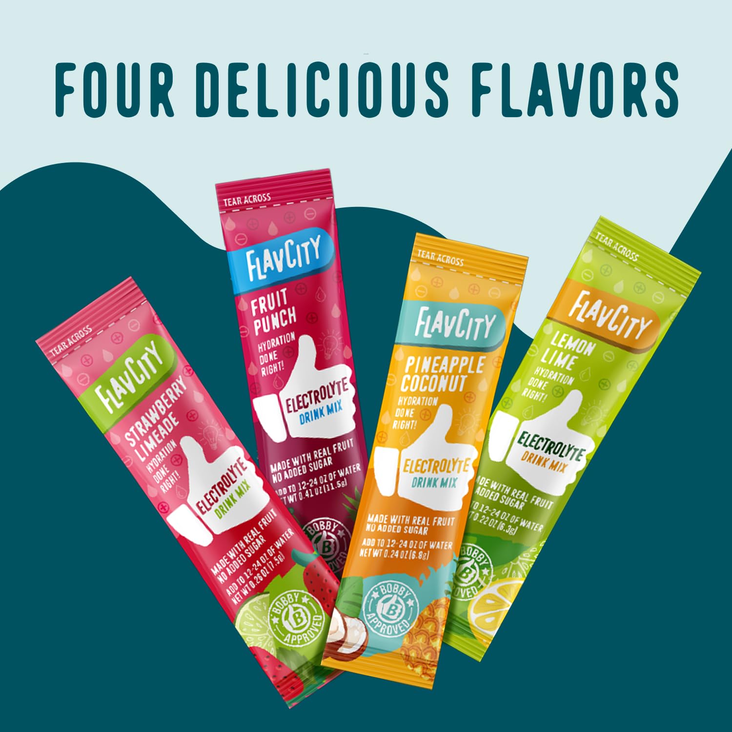 FlavCity Electrolytes Powder Packets - 28 Hydration Packets, Variety Pack - No Added Sugar - Hydration Powder with Real Fruit & Unrefined Sea Salt - dailyvitalstore
