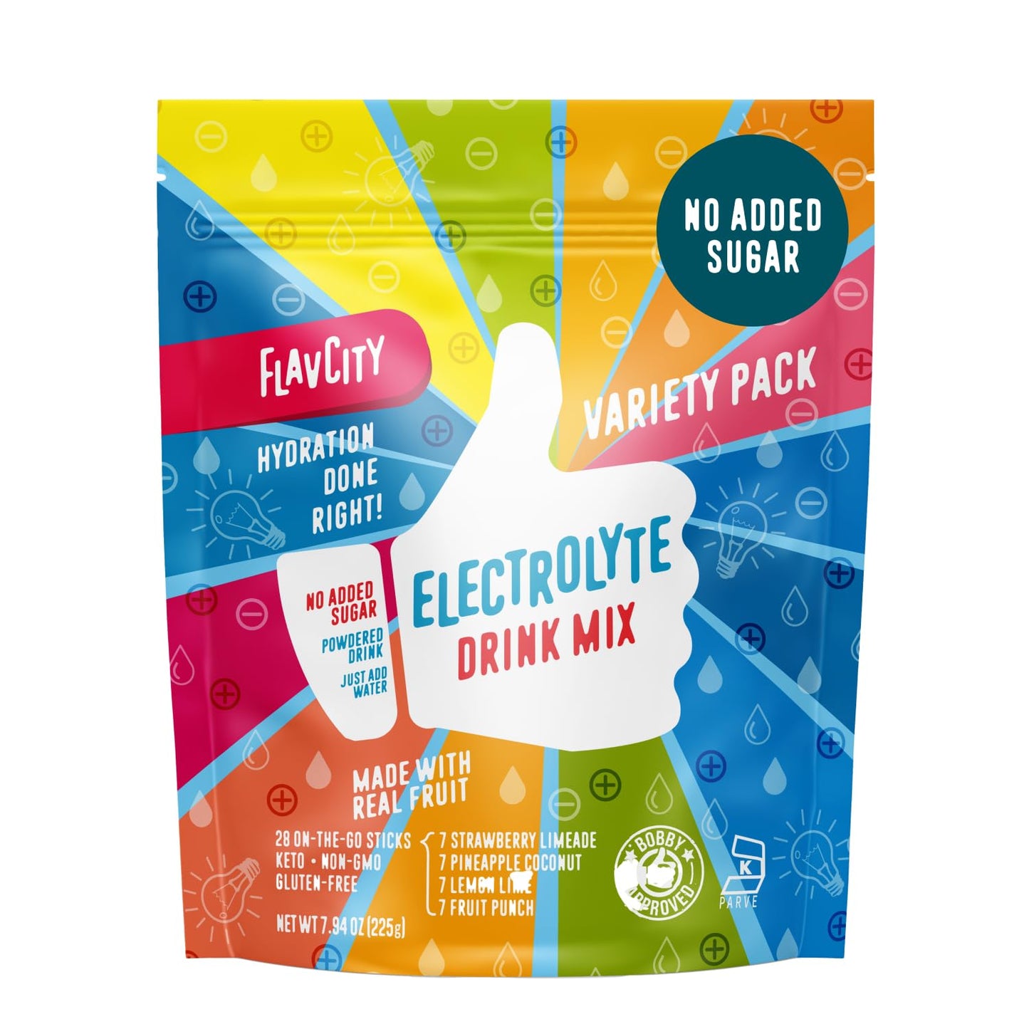FlavCity Electrolytes Powder Packets - 28 Hydration Packets, Variety Pack - No Added Sugar - Hydration Powder with Real Fruit & Unrefined Sea Salt - dailyvitalstore