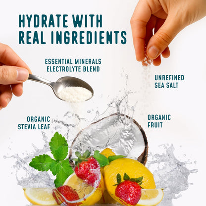 FlavCity Electrolytes Powder Packets - 28 Hydration Packets, Variety Pack - No Added Sugar - Hydration Powder with Real Fruit & Unrefined Sea Salt - dailyvitalstore