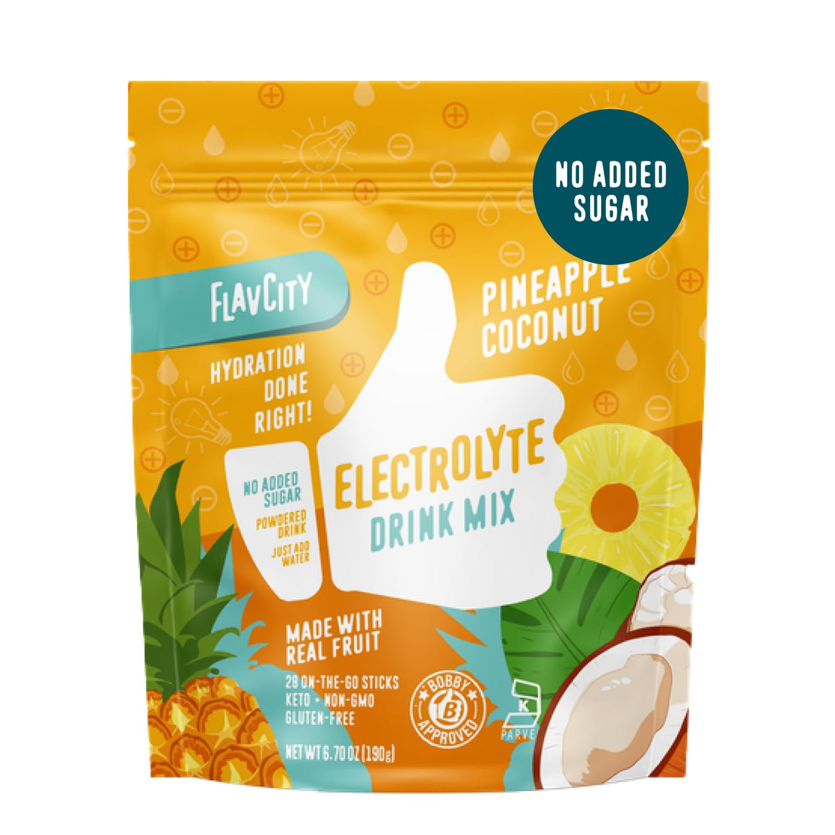 FlavCity Pineapple Coconut Electrolytes Powder Packets - 28 Hydration Packets - No Added Sugar - Hydration Powder with Real Fruit & Unrefined Sea Salt - dailyvitalstore