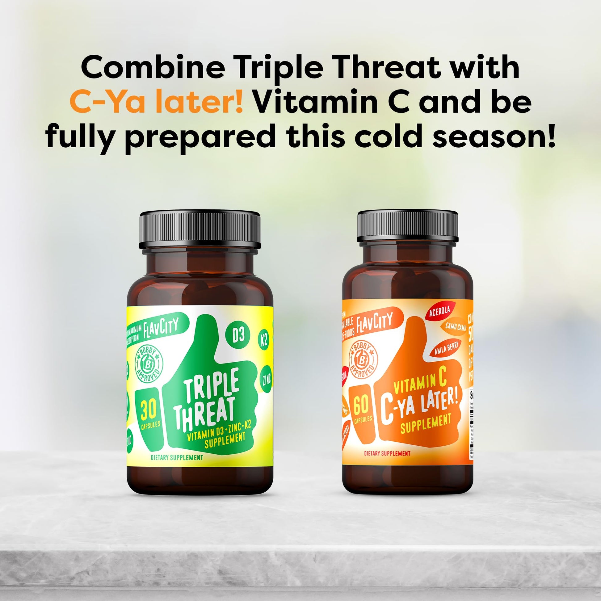 FlavCity Vitamin D3, K2 & Zinc - Triple Threat Supplement - Daily or Seasonal Immune Support - Vitamin D with K2 for Enhanced Absorption - dailyvitalstore