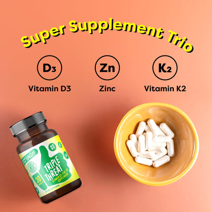 FlavCity Vitamin D3, K2 & Zinc - Triple Threat Supplement - Daily or Seasonal Immune Support - Vitamin D with K2 for Enhanced Absorption - dailyvitalstore