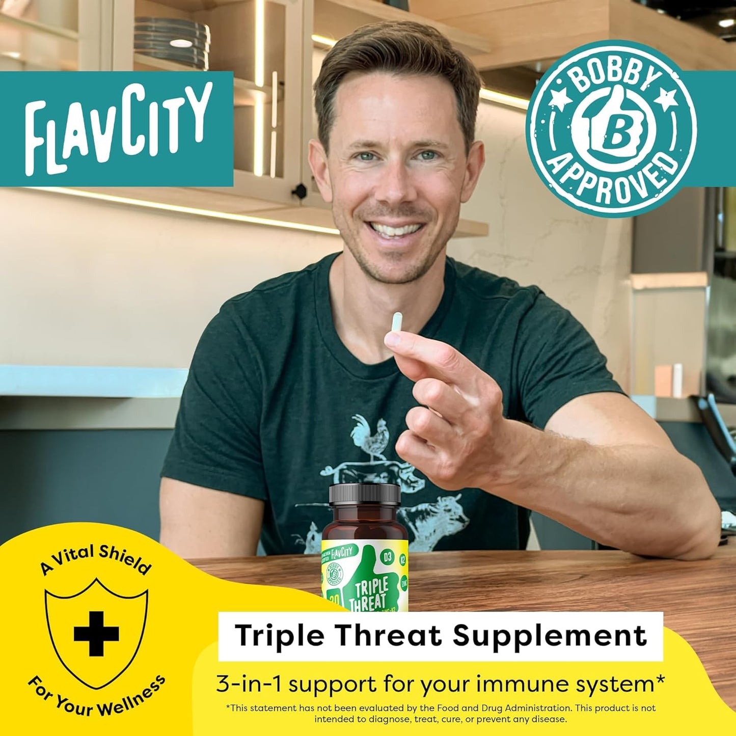 FlavCity Vitamin D3, K2 & Zinc - Triple Threat Supplement - Daily or Seasonal Immune Support - Vitamin D with K2 for Enhanced Absorption - dailyvitalstore