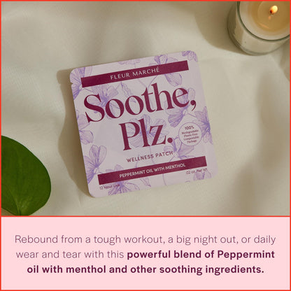 Fleur Marche Soothe, Plz. Botanical Patch - Muscle Recovery Patch with Peppermint Oil & Menthol - Post Night Out, Post Workout, or Daily Relief - Highly Bioavailable - 7 Patches - dailyvitalstore