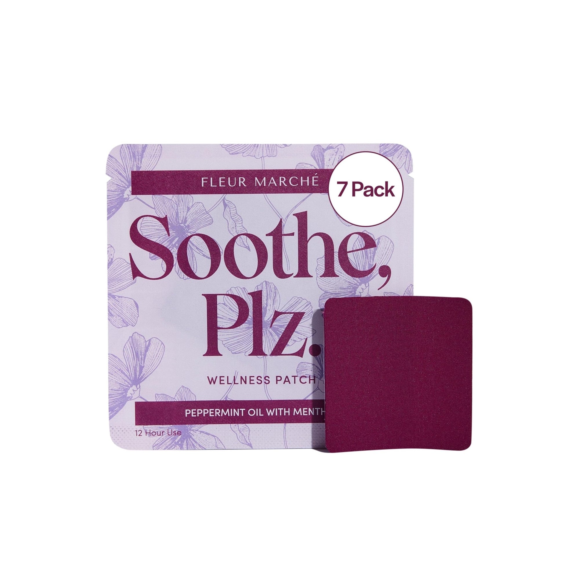 Fleur Marche Soothe, Plz. Botanical Patch - Muscle Recovery Patch with Peppermint Oil & Menthol - Post Night Out, Post Workout, or Daily Relief - Highly Bioavailable - 7 Patches - dailyvitalstore