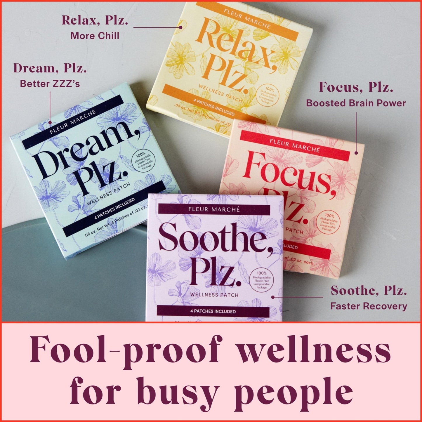 Fleur Marche Soothe, Plz. Botanical Patch - Muscle Recovery Patch with Peppermint Oil & Menthol - Post Night Out, Post Workout, or Daily Relief - Highly Bioavailable - 7 Patches - dailyvitalstore
