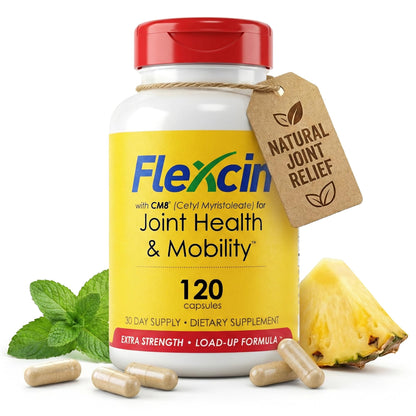Flexcin Extra Strength Joint Formula with CM8 (Cetyl Myristoleate) - Joint Supplements for Men and Women with Glucosamine, MSM, Collagen Type II - 120 Capsules - dailyvitalstore