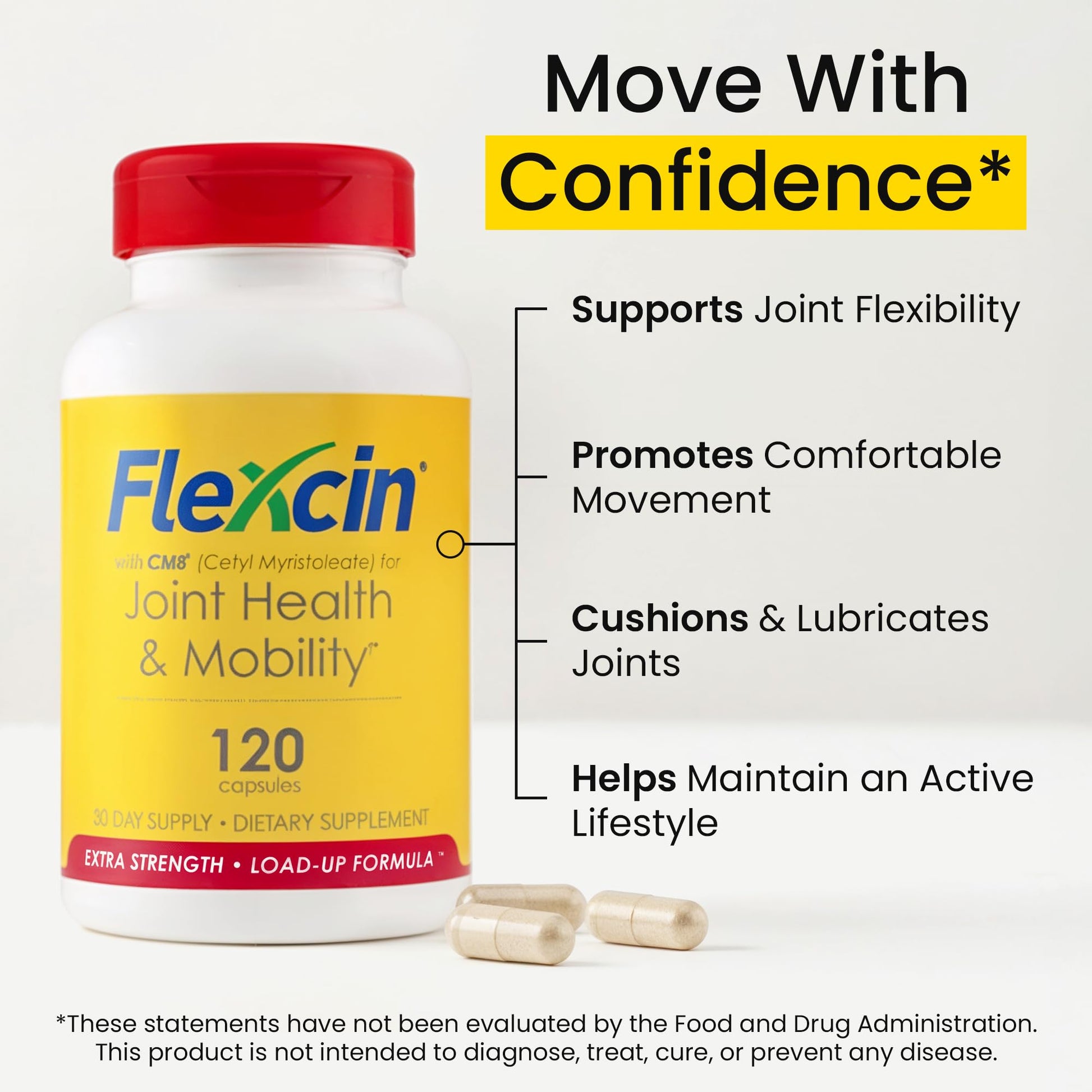 Flexcin Extra Strength Joint Formula with CM8 (Cetyl Myristoleate) - Joint Supplements for Men and Women with Glucosamine, MSM, Collagen Type II - 120 Capsules - dailyvitalstore