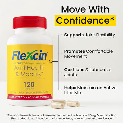 Flexcin Extra Strength Joint Formula with CM8 (Cetyl Myristoleate) - Joint Supplements for Men and Women with Glucosamine, MSM, Collagen Type II - 120 Capsules - dailyvitalstore