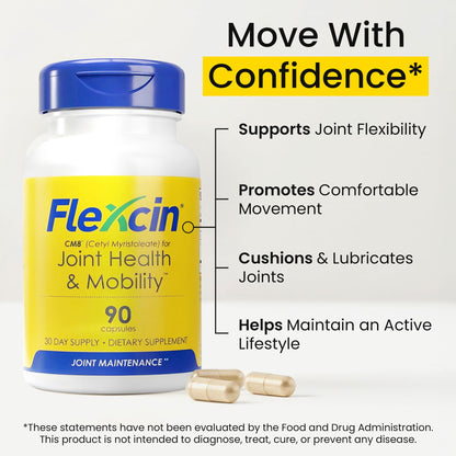 Flexcin Joint Health & Mobility Formula with CM8 (Cetyl Myristoleate) - Joint Supplements for Men and Women with Glucosamine, MSM, Collagen Type II - 90 Capsules - dailyvitalstore