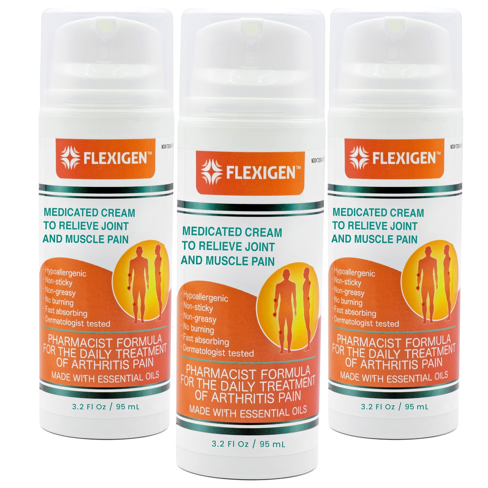FLEXIGEN Pain Cream Lotion 3-Pack – Natural Menthol Formula with Frankincense & Essential Oils – Fast-Acting, Non-Greasy, Pleasant Scent - dailyvitalstore