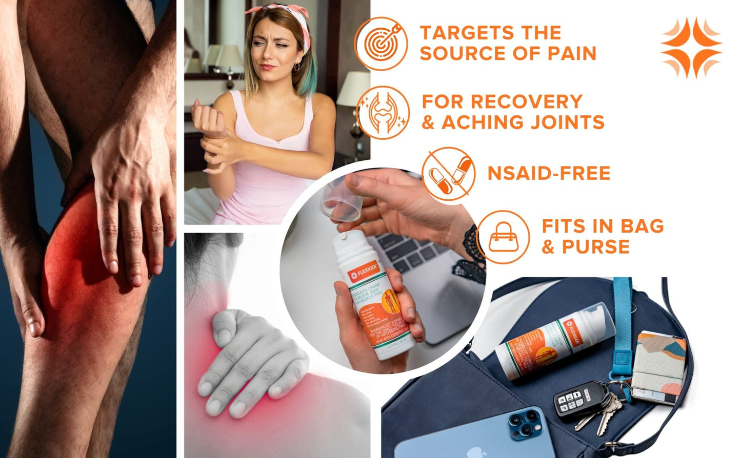 FLEXIGEN Pain Cream Lotion 3-Pack – Natural Menthol Formula with Frankincense & Essential Oils – Fast-Acting, Non-Greasy, Pleasant Scent - dailyvitalstore