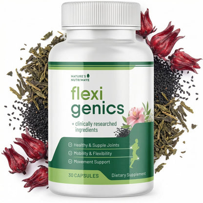 Flexigenics – Natural Support Formula with Green Tea Extract, Black Cumin Seed & Vitamin K2 – Non-GMO, Easy-to-Take – 30 Capsules, 1 Month Supply - dailyvitalstore
