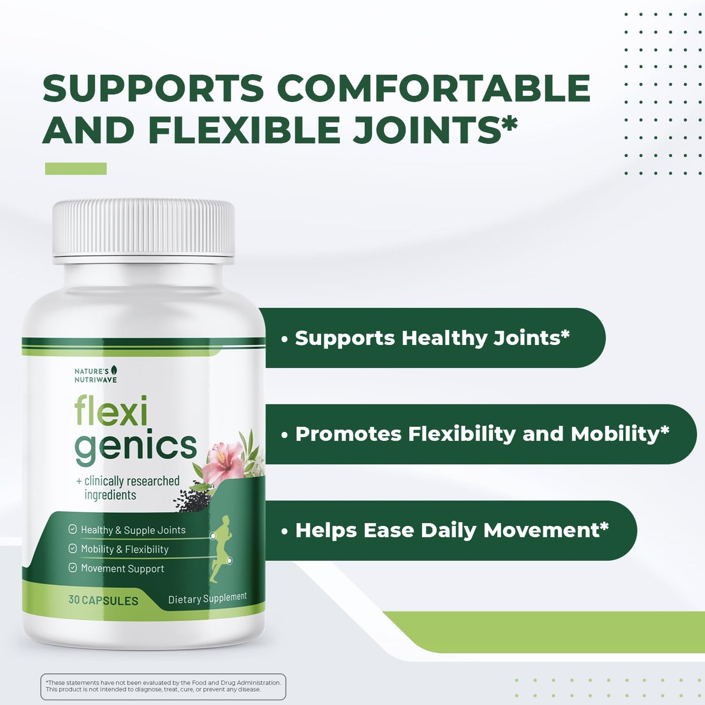 Flexigenics – Natural Support Formula with Green Tea Extract, Black Cumin Seed & Vitamin K2 – Non-GMO, Easy-to-Take – 30 Capsules, 1 Month Supply - dailyvitalstore