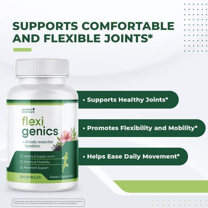 Flexigenics – Natural Support Formula with Green Tea Extract, Black Cumin Seed & Vitamin K2 – Non-GMO, Easy-to-Take – 30 Capsules, 1 Month Supply - dailyvitalstore