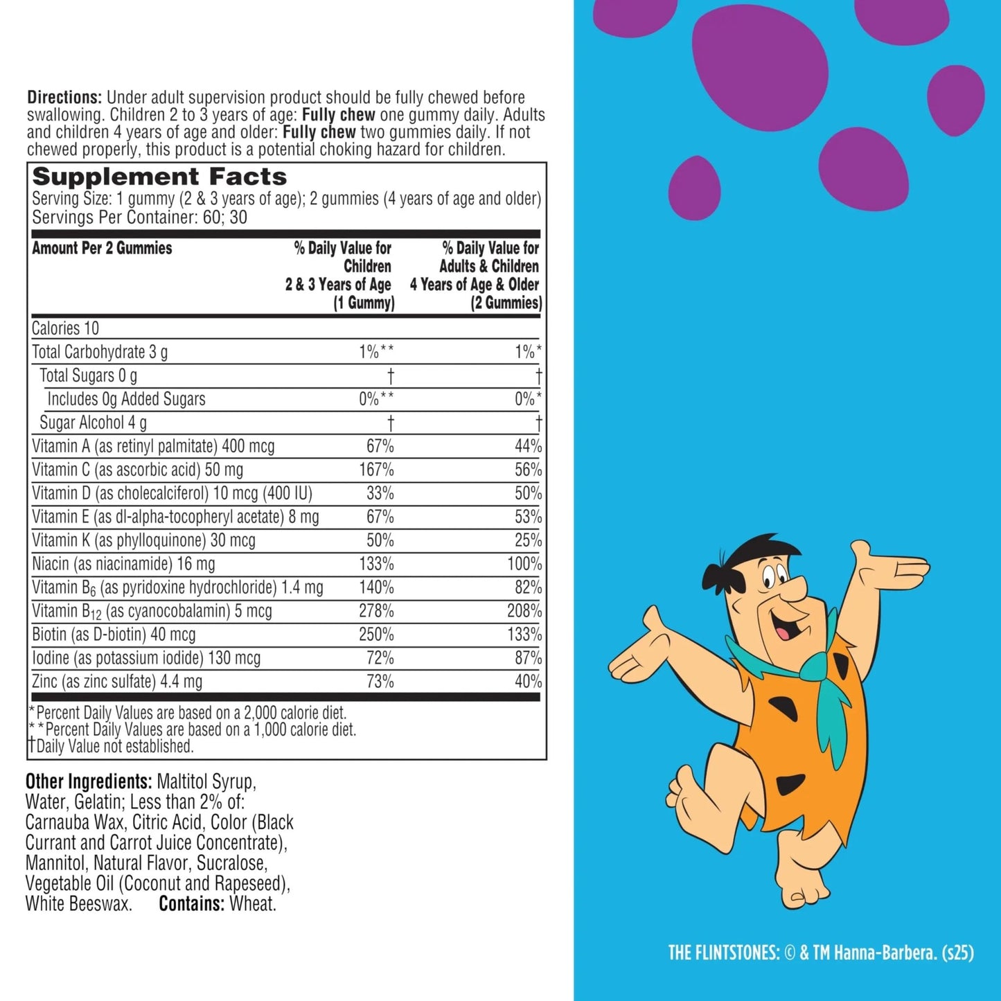 Flintstones Multivitamins for Kids, Sugar Free Kids Multivitamin Gummies, with Vitamins A, C, E, B6 & B12, Raspberry Flavored Gummy Vitamins, 60 Count - dailyvitalstore